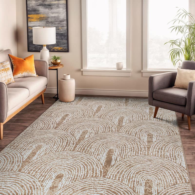 World Rug Gallery Contemporary Bohemian Arch Area Rug - 5' x 7' - Brown