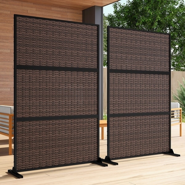 Woven Wood Outdoor Privacy Screen, Free-Standing - Bed Bath