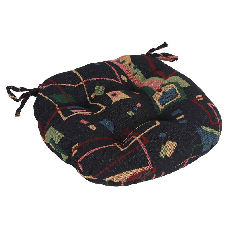 16-Inch Round Woven Tapestry Tufted Chair Cushions (Set of 2 or 4) - 16 x 16