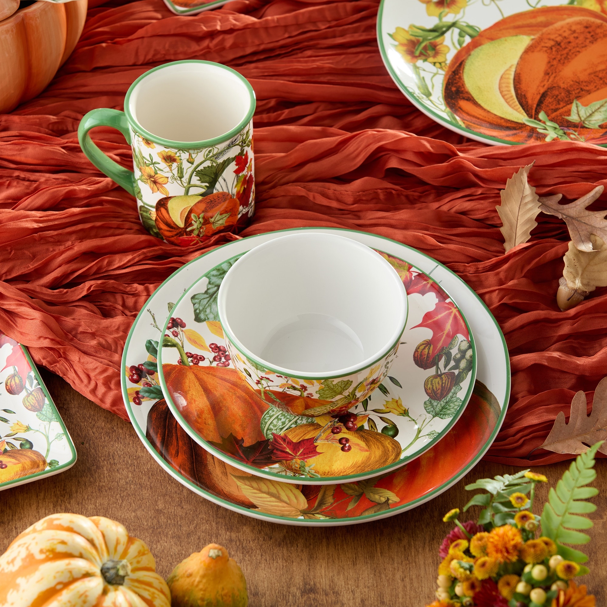  Dinnerware　Harvest Festival　プレート Certified-Harvest-Fields-16pc-