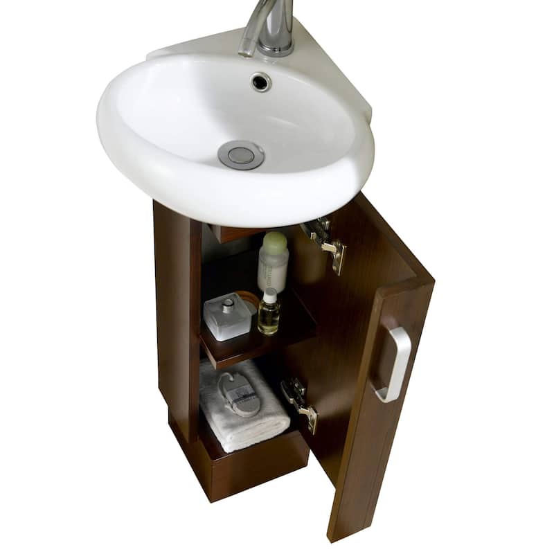 Fine Fixtures Milan Small Solid Wood Corner Bathroom Vanity