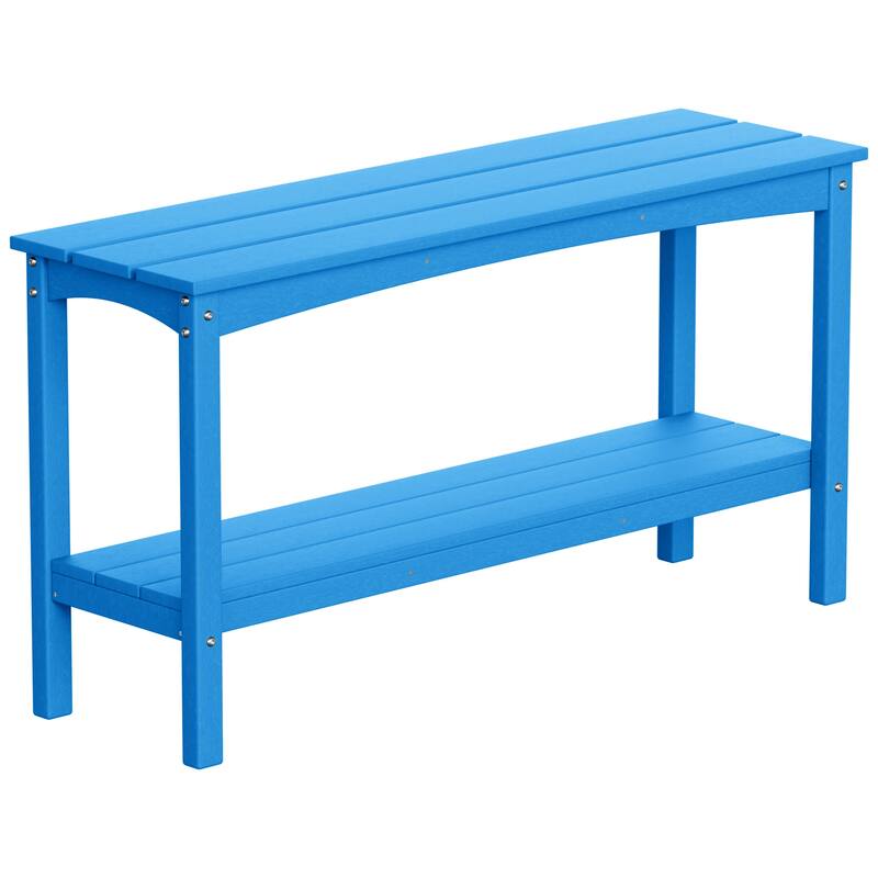 Laguna Hdpe All Weather Outdoor Patio Two Shelf Table - Pacific Blue