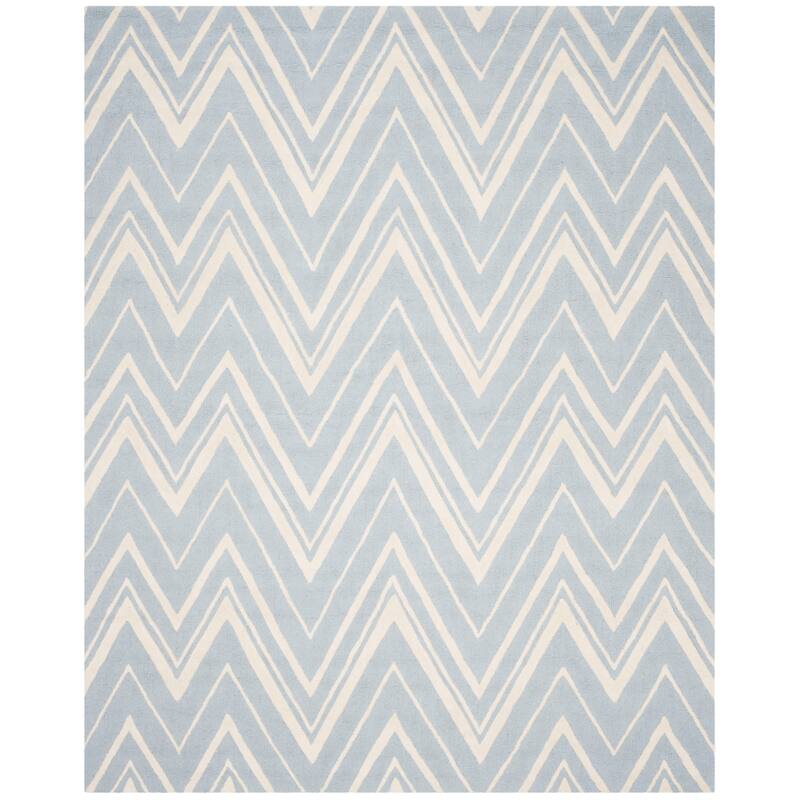 SAFAVIEH Handmade Cambridge Fumiko Modern Moroccan Wool Rug - 11' x 15' - Blue/Ivory