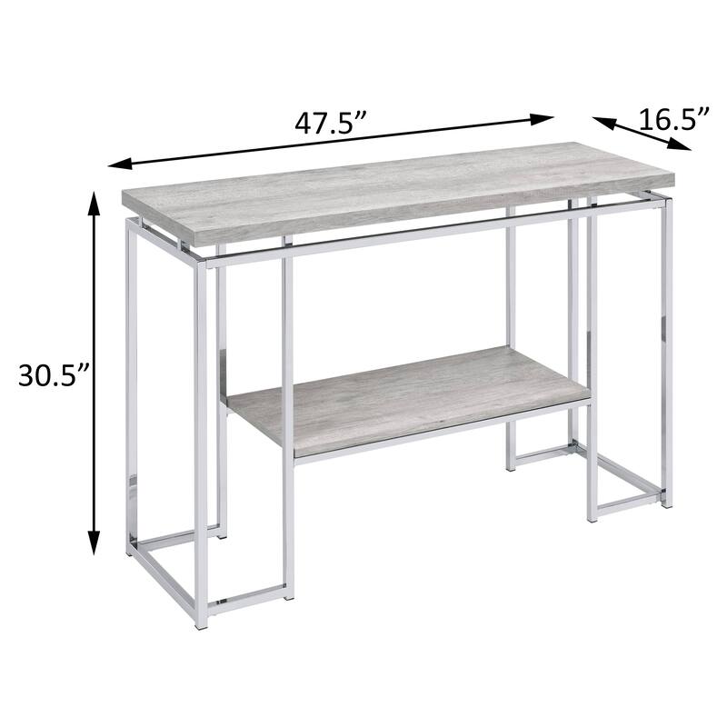 Anmytek Light Gray Console Table with Metal Frame Modern Entryway and Living Room Storage Shelf