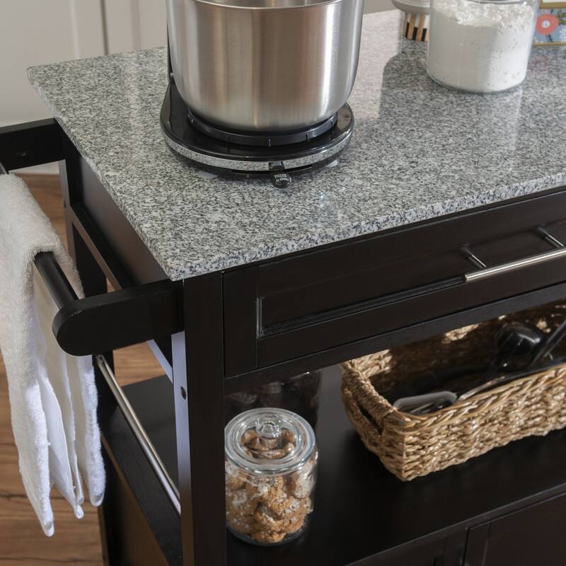 Barbara Rolling Mobile Kitchen Cart with Granite Top