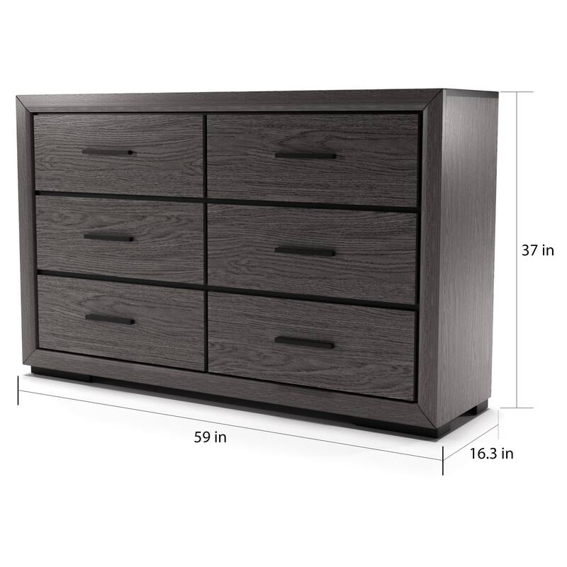 Rothwell Contemporary Grey 59-inch Wide 6-Drawer Horizontal Wood Dresser by Furniture of America