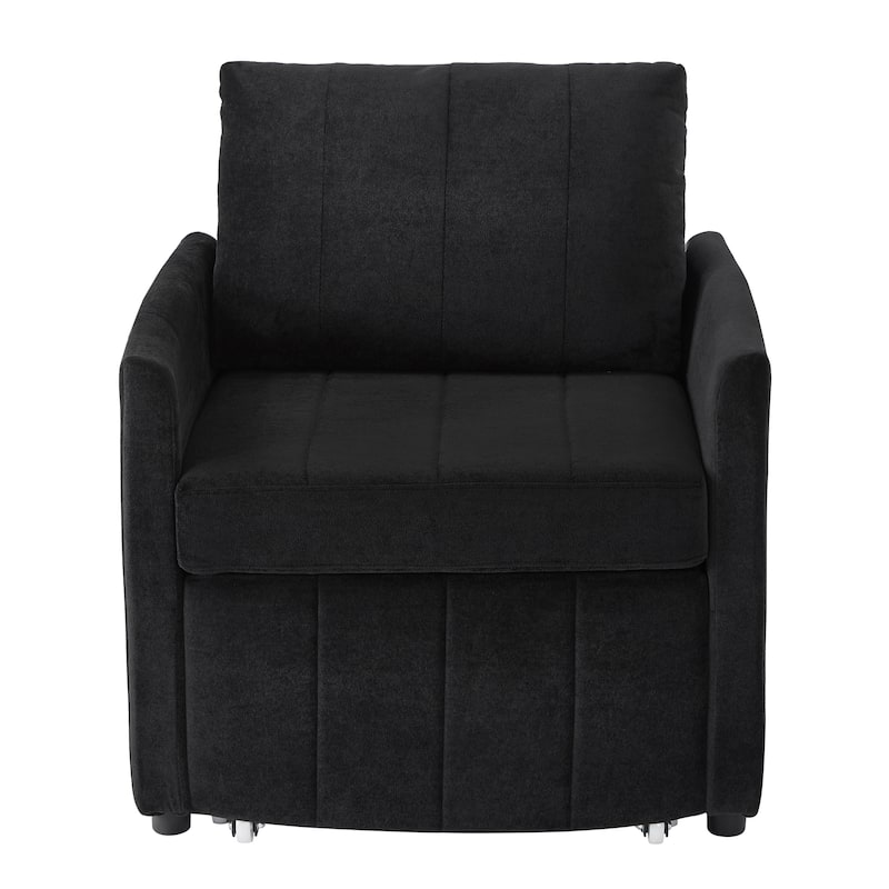 Roomfitters Convertible Sleeper Sofa with Pull-Out Bed 5-Position Adjustable Backrest Side Pockets & Storage Basket