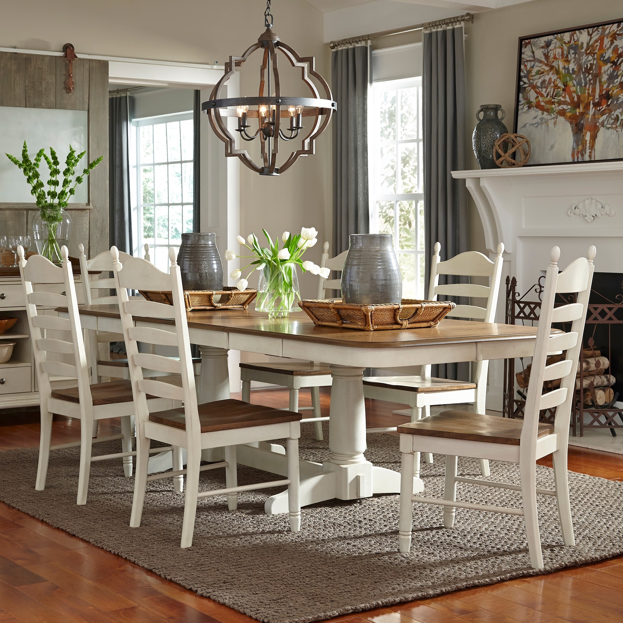 White dining room table with sales leaf