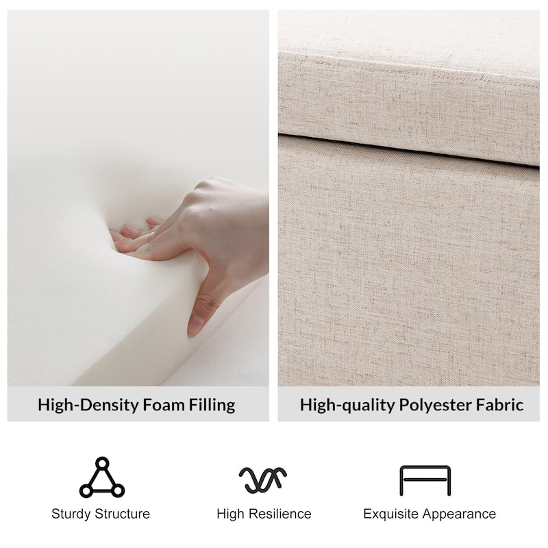 Diana Modern Upholstered Filp-Top Storage Bench with Sturdy Metal Legs