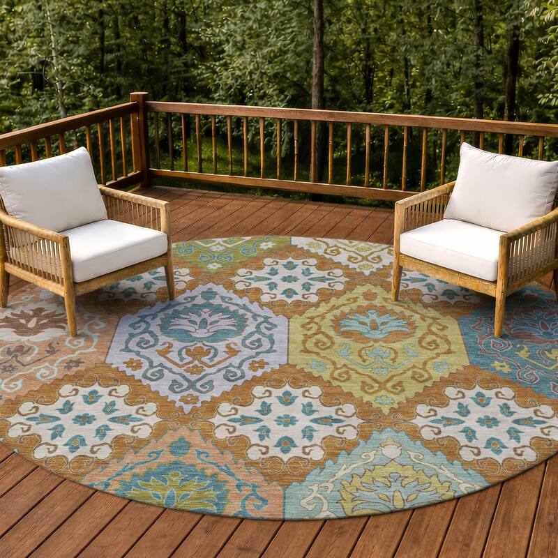 Machine Washable Indoor/ Outdoor Global Bayfield Chantille Rug - Paprika - 8' x 8'