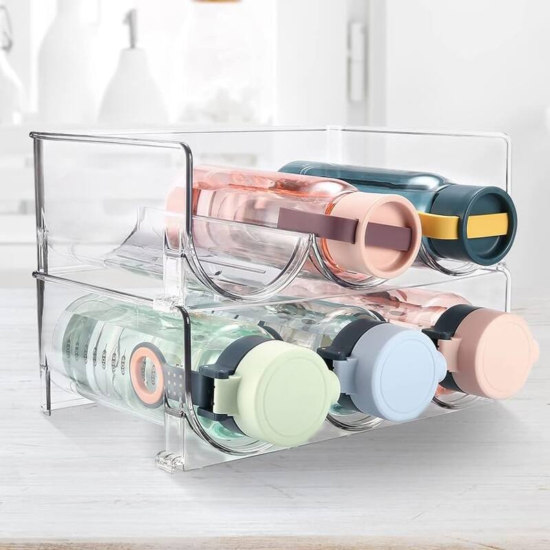 OnDisplay Stackable Acrylic Wine/Water Bottle Rack – Countertop Fridge Storage Organizer