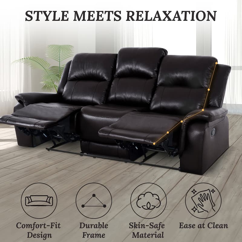 Manual Leather Reclining Sofa Collection – Recliner Furniture for Living Room & Home Office
