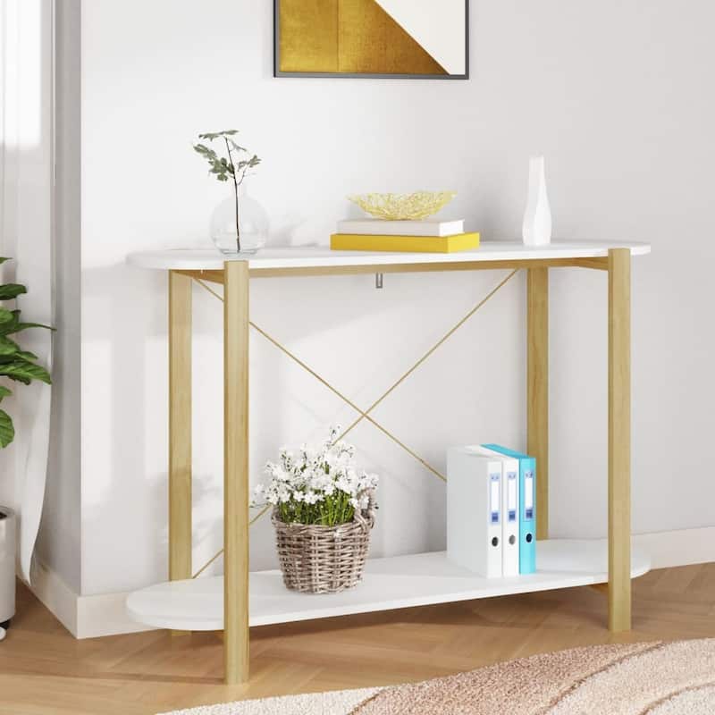 vidaXL Console Table Hallway Entryway Table Narrow Side Table Engineered Wood - 43.3"x15"x29.5" - White