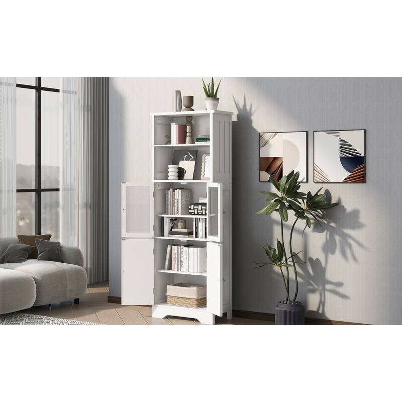Tall Storage Cabinet with Shelves and Doors, MDF Board