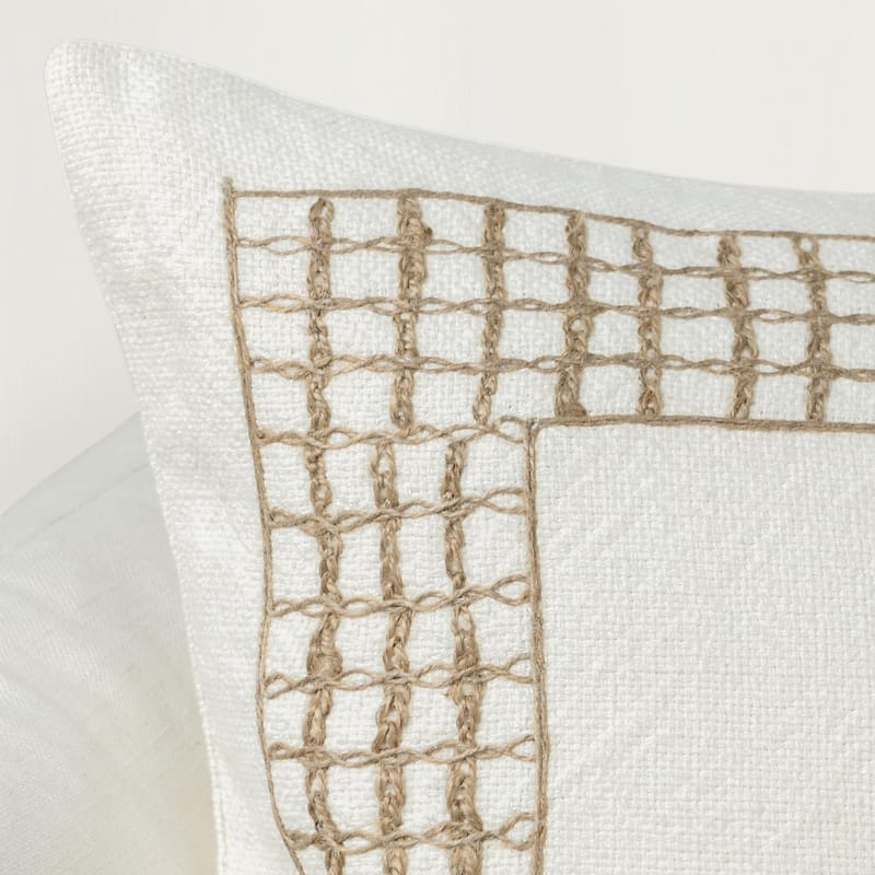 Villa by Classic Home Marina 26" Beige Linen Blend Throw Pillow