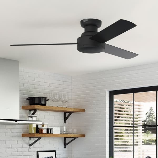 slide 2 of 14, Hunter Presto Flush Mount Ceiling Fan w/ Wall Control - Contemporary, Industrial, Scandinavian - LOW PROFILE! Grey +steel