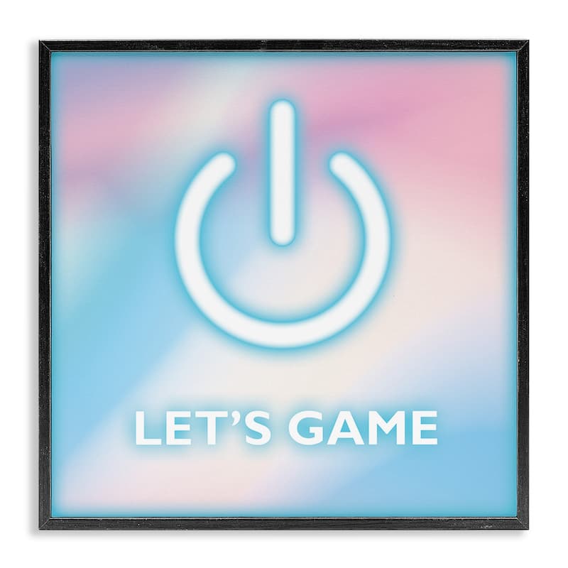 Stupell Pastel Let's Game Power Symbol Framed Giclee Art Design By Yass Naffas Designs - 12 x 12 - Black