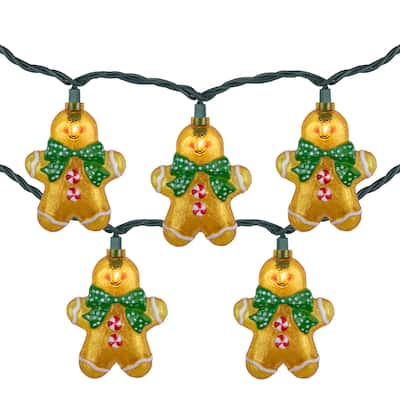 10ct Gingerbread Man Christmas Lights Clear Lights Green Wire - 120"