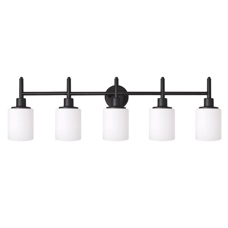 Aubrey Matte Black Dimmable 5-Light Vanity Light - Matte Black