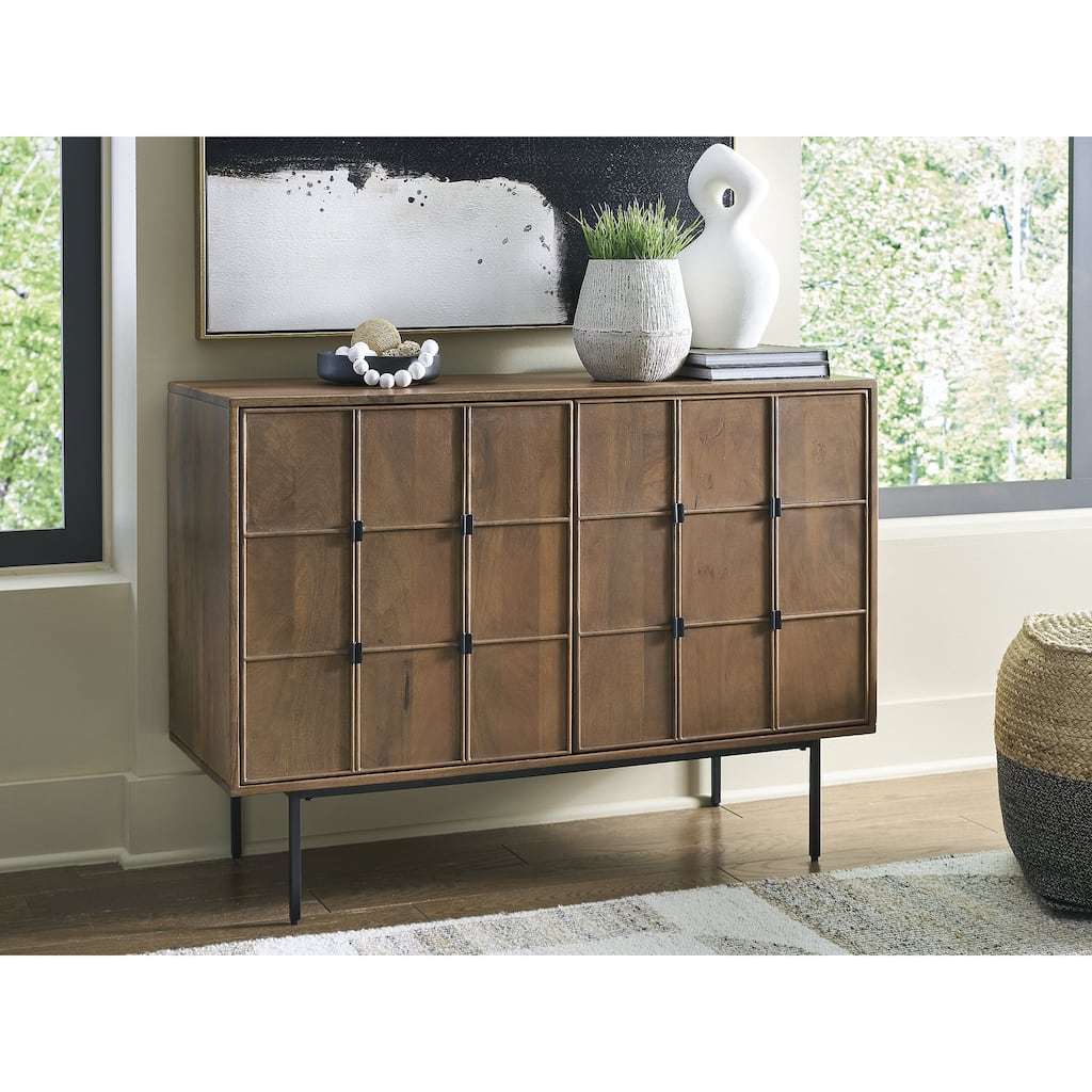 Signature Design by Ashley Juddins Light Brown/Black Accent Cabinet - 44.13" W x 16.25" D x 31.88" H