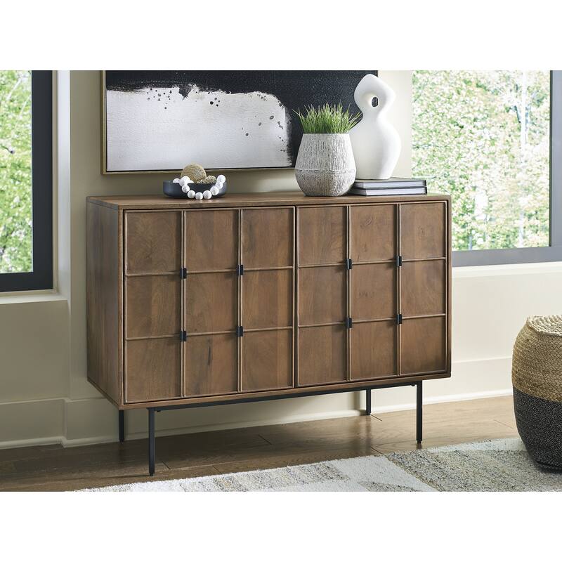Signature Design by Ashley Juddins Light Brown/Black Accent Cabinet - 44.13" W x 16.25" D x 31.88" H