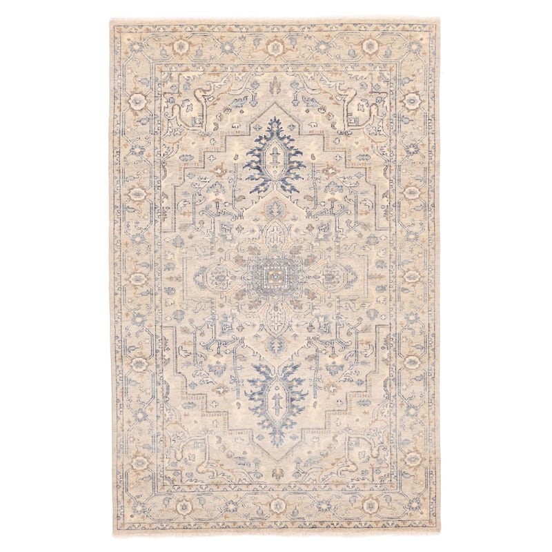 ECARPETGALLERY Hand-knotted Jules Sultane Light Grey Wool Rug - 5'2 x 8'0