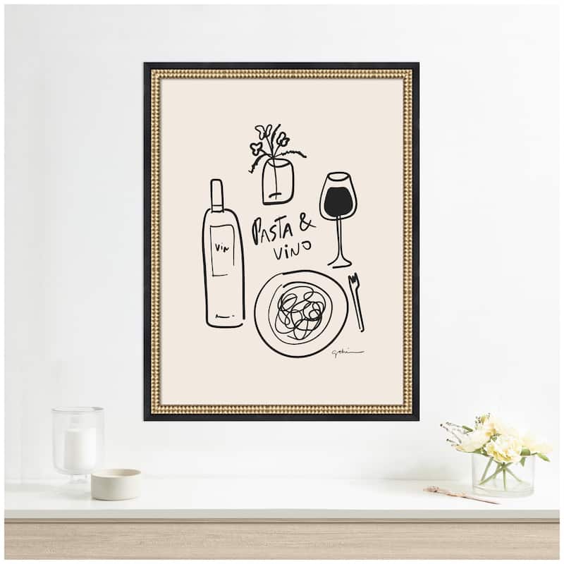 Kate and Laurel Pasta and Vino by Gabrielly Guedes Framed Wall Art Print