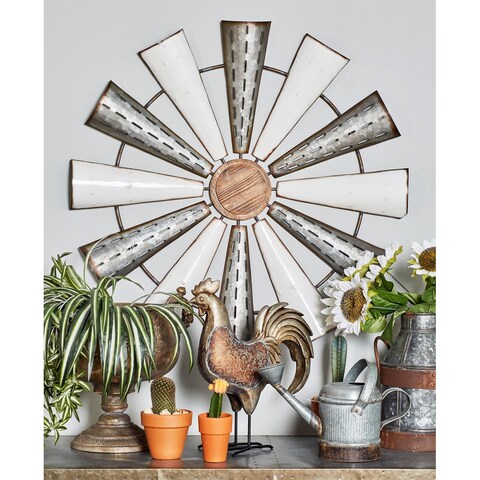 White Iron Farmhouse Wall Decor 31 x 31 x 2 - 31 x 2 x 31Round