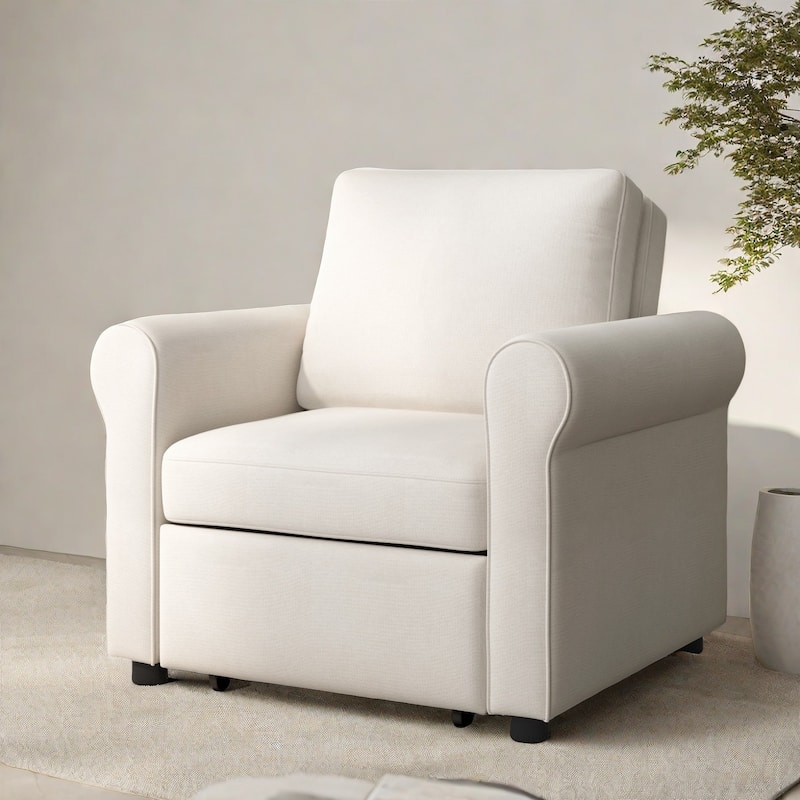 3-in-1 Linen Sofa Bed Chair with Adjustable Backrest and Folding Single Bed for Living Room Apartment
