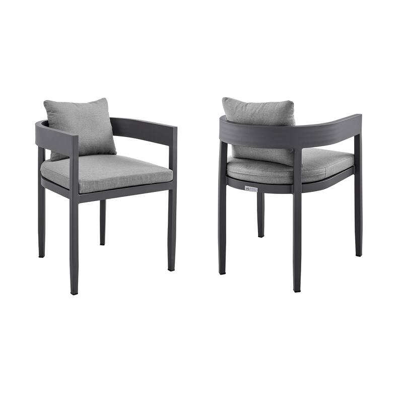Outdoor Patio Dining Chairs - Aluminum Frame with Cushions - Set of 2