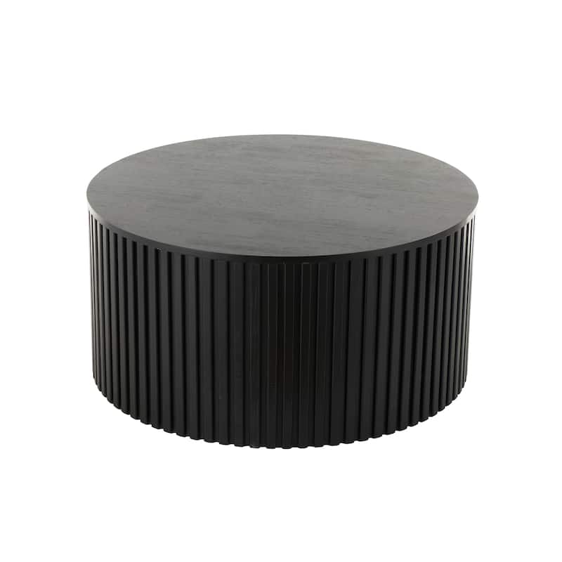 Wood Handmade Ribbed Coffee Table with Slatted Base - Brown or Black - Roche River Decor