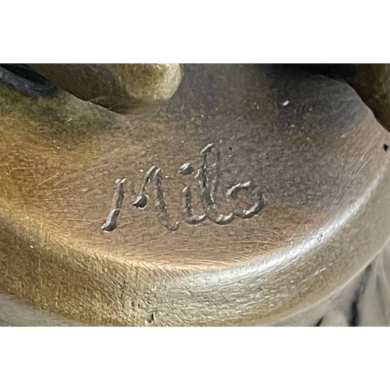 Bronze Sculpture Of A Child Little Boy Holding A Bird - Signed Original Milo Art