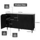preview thumbnail 6 of 9, Anmytek 4-Door Black Rattan Buffet Sideboard Modern Accent Storage Cabinet with Adjustable Shelf - 63" W x 15.7" D x 35.4" H