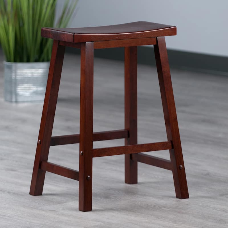 Saddle Seat Counter Stool - 17.48 x 14.47 x 24 inches - Walnut