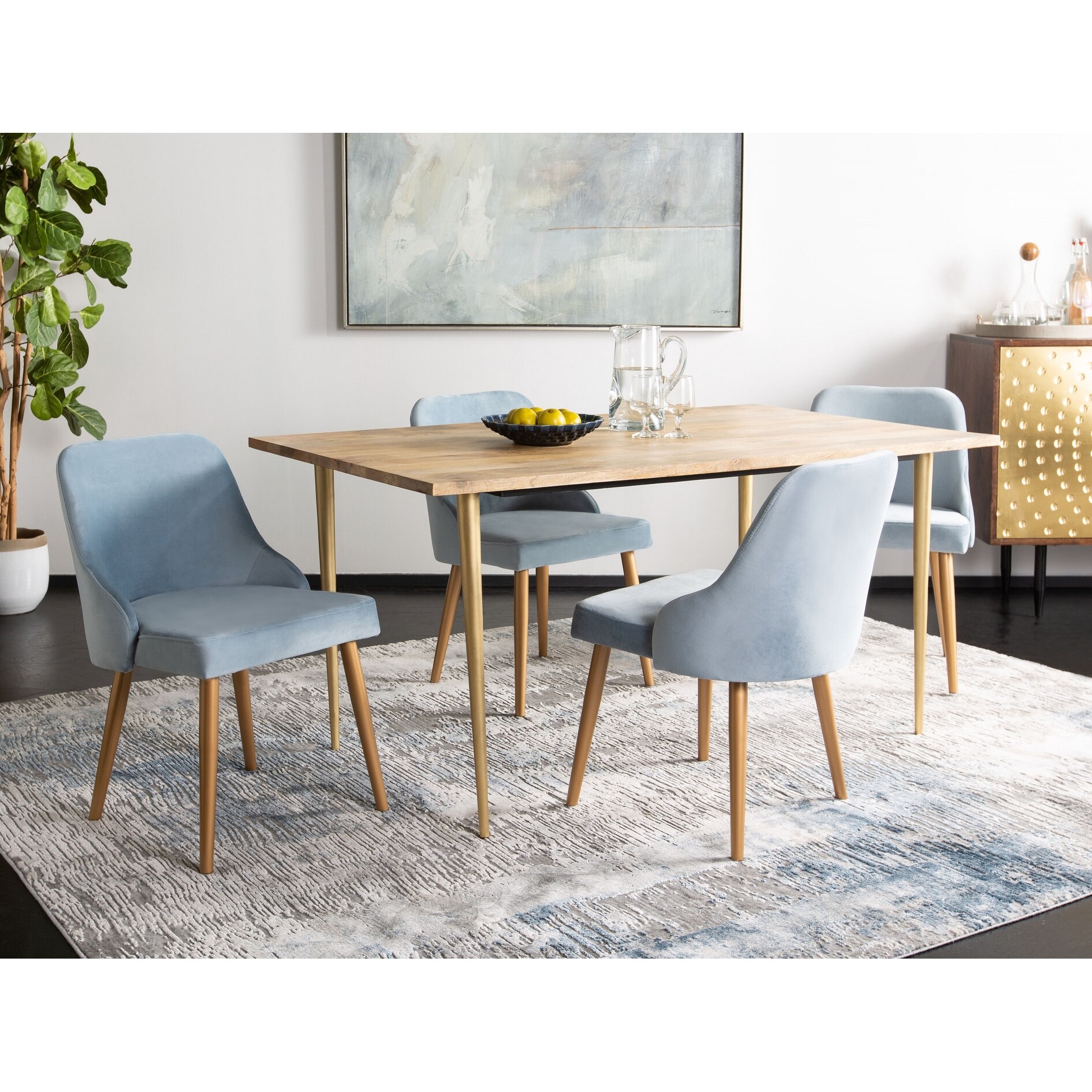 Shop Safavieh 18 3 Lulu Upholstered Dining Chair Slate Blue