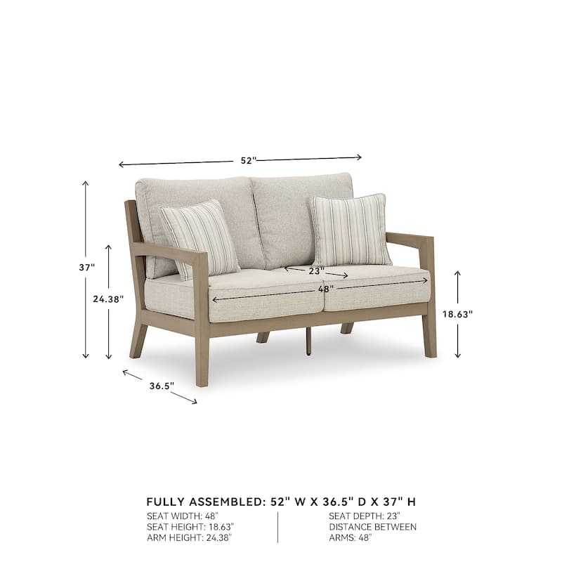 Signature Design by Ashley Hallow Creek Driftwood Outdoor Loveseat with Cushion - 52" W x 36.5" D x 37" H
