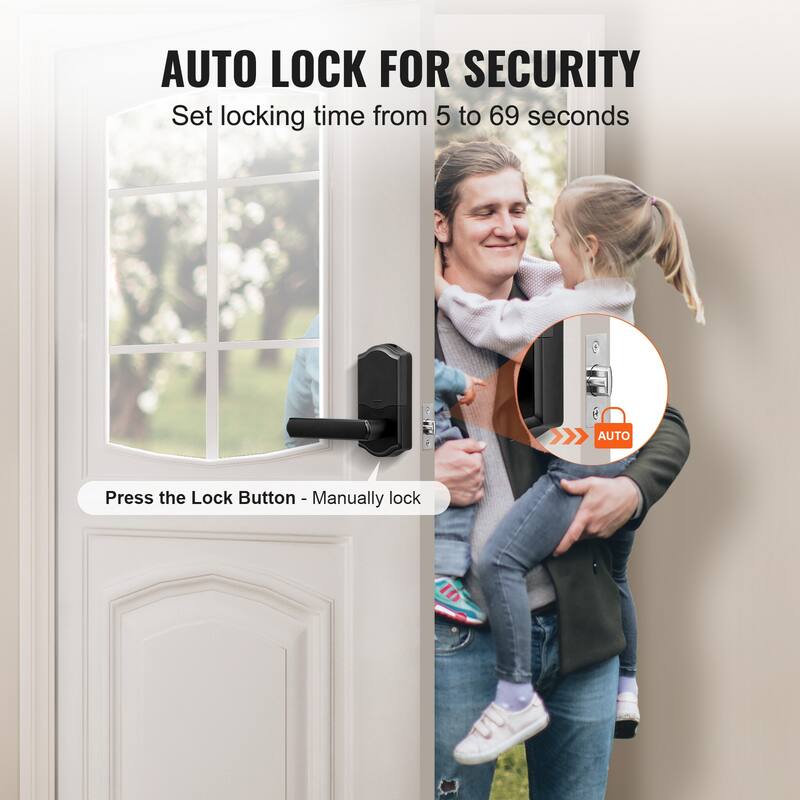 UIMOSO Keyless Entry Door Lock, Electronic Keypad Entry Lever, Password and Key Unlock Combination Door Lock - 5.63 x 2.76 in