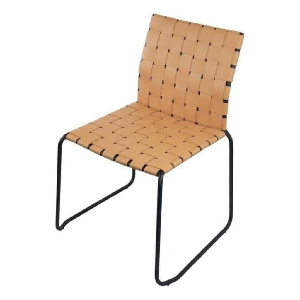 Aria Home Set of 4 Sand Manon Recycled Leather Strap Stackable Chairs