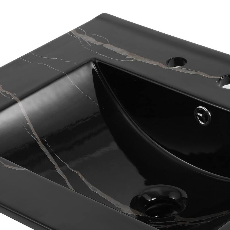 Aubert 3-Hole Classic Contemporary Rectangular Ceramic Single Sink Basin Vanity Top, by JONATHAN Y
