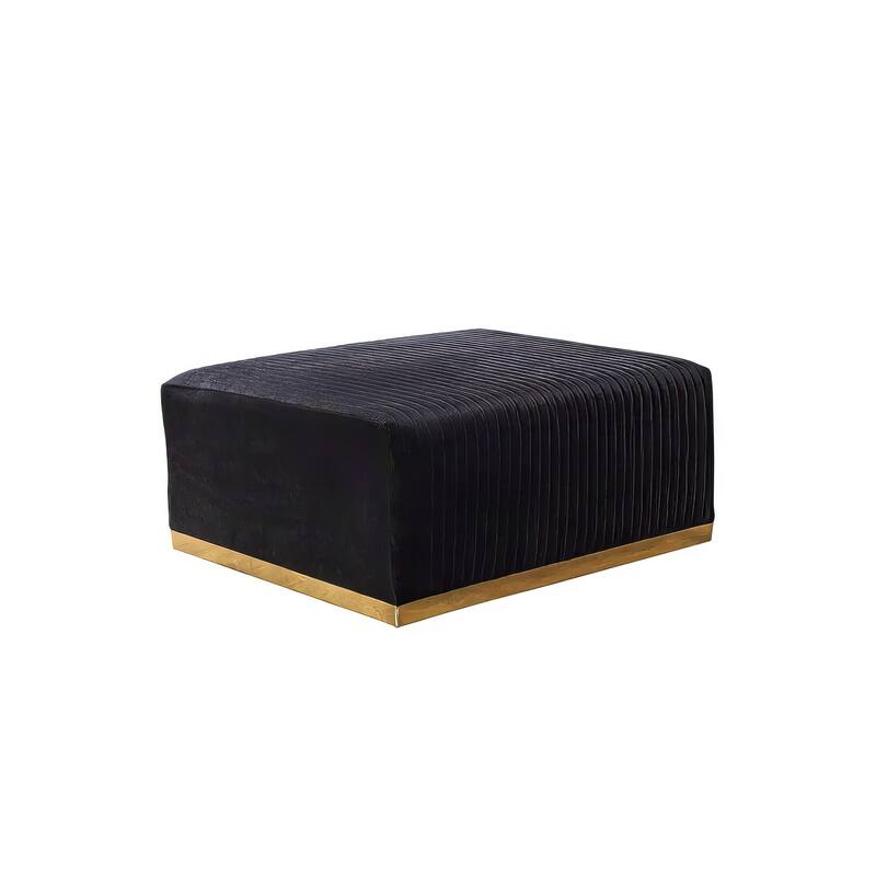 HomeRoots Black Velvet Modular U Shaped Four Piece Sofa and Chaise Sectional With Toss Pillows