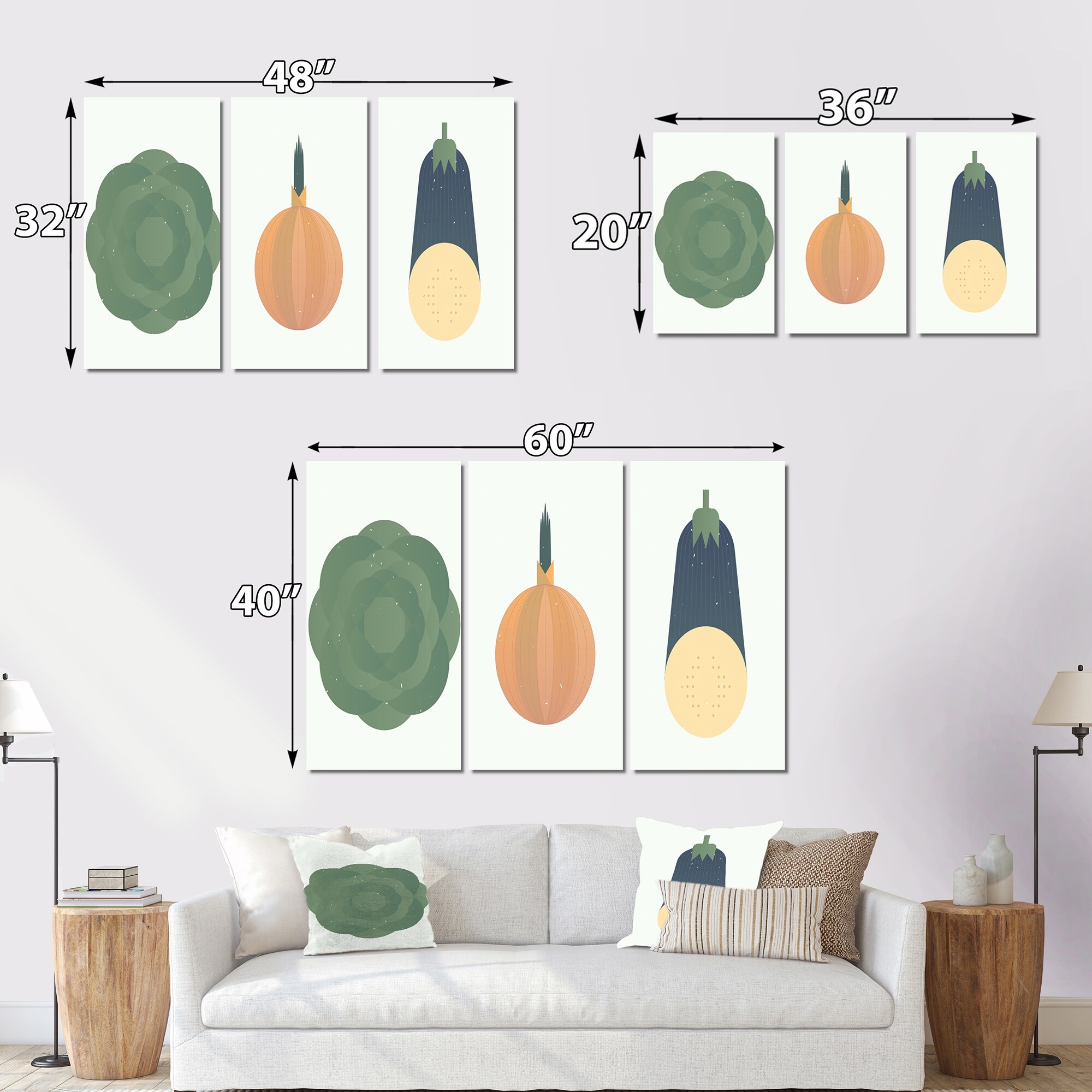 Designart Abstract Vintage Vegetables I - Traditional Art Print - Timeless Kitchen Decor - Vibrant Vegetable Illustration - Classic Wall Art for Home or Dining Room-image