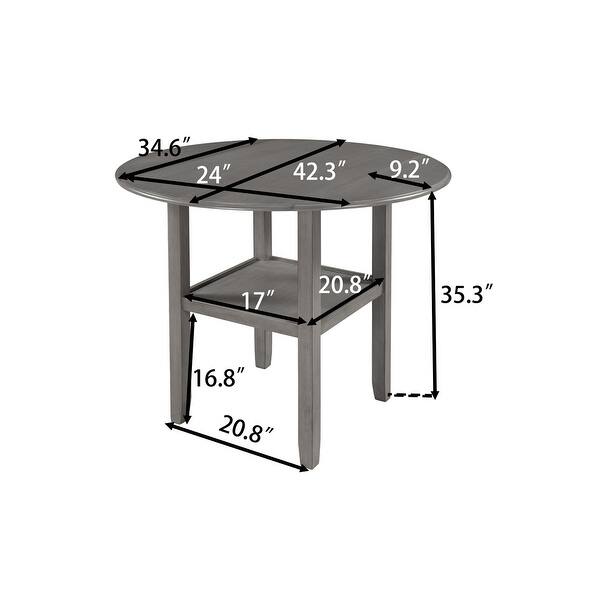 Farmhouse Round Counter Height Dining Table with Drop Leaf and Shelf Bed Bath & Beyond 37034615