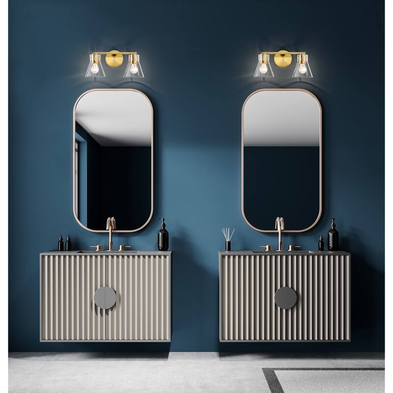 Gianna 2 Light Vanity Vintage Brass Finish Clear Glass - Vintage Brass