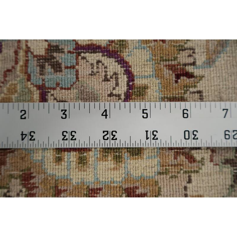 Hand Knotted Oriental Wool & Silk Carpet Traditional All-Over Purples Tabriz Area Rug - 10' 4'' X 8' 1''