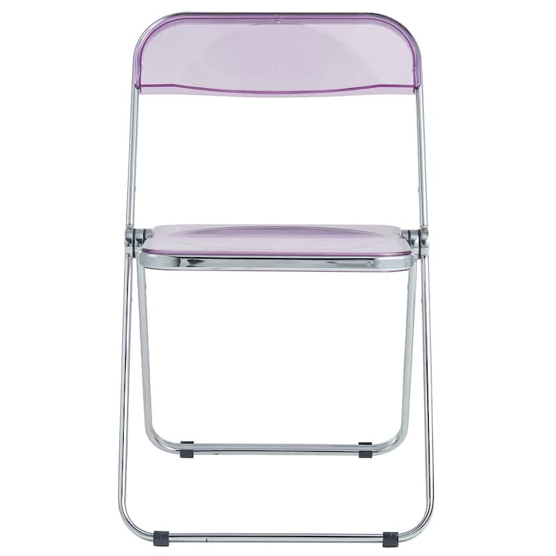 LeisureMod Lawrence Acrylic Folding Dining Chairs and Dining Table Set