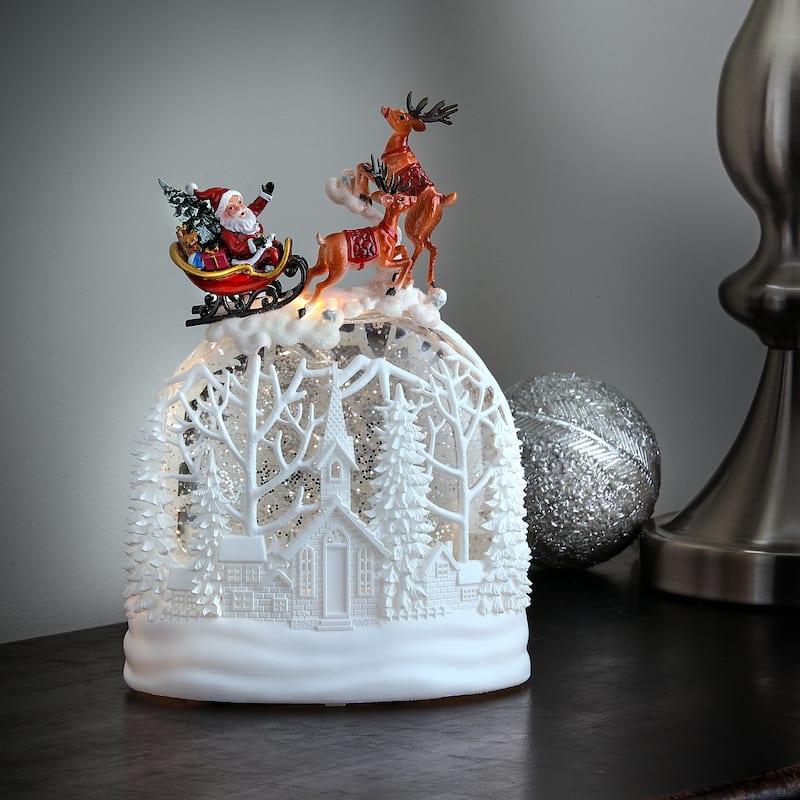 11.5"Led Flying Sleigh Water Globe Usb