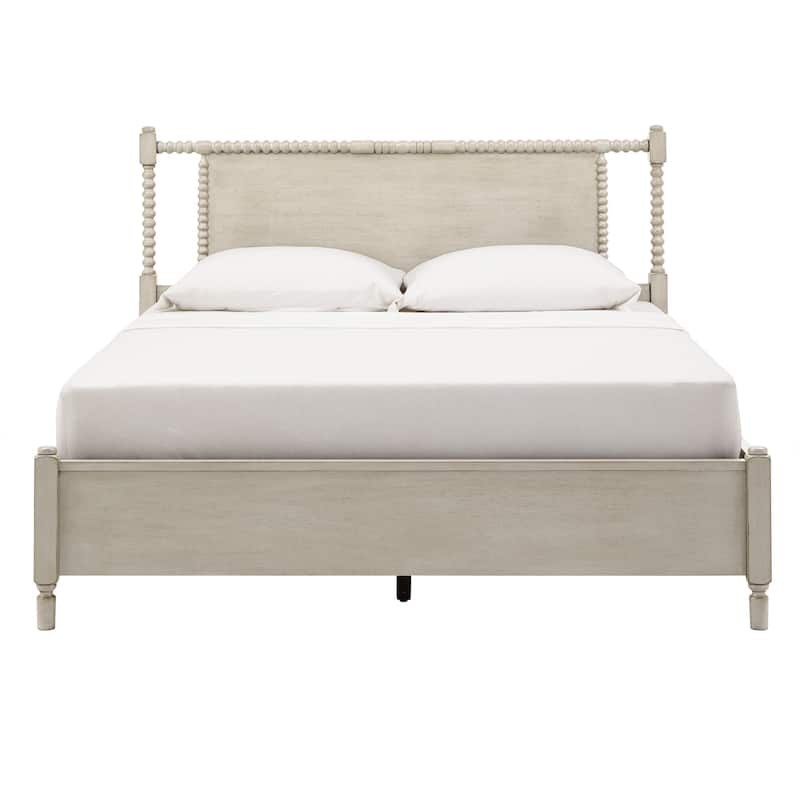 Demetria Antique Finish Beaded Wood Platform Bed by iNSPIRE Q Classic