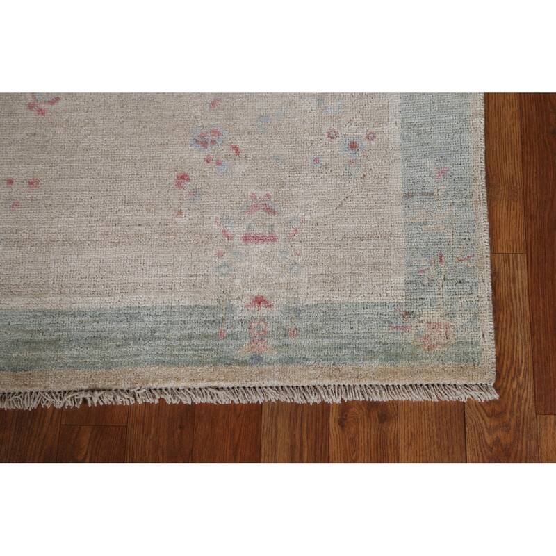 Vegetable Dye Art Deco Oriental Wool Runner Rug Hand-knotted Carpet - 2'10" x 11'7"