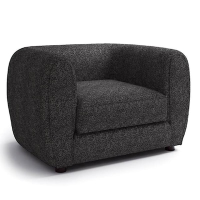 Dly Sofa Chair, Black Boucle, Wood Frame Tuxedo-Inspired Design