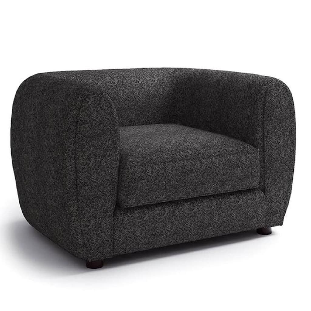 Dly Sofa Chair, Black Boucle, Wood Frame Tuxedo-Inspired Design